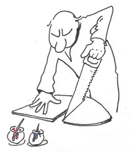 Humoristisk tegning av Geir Helgen om skjold